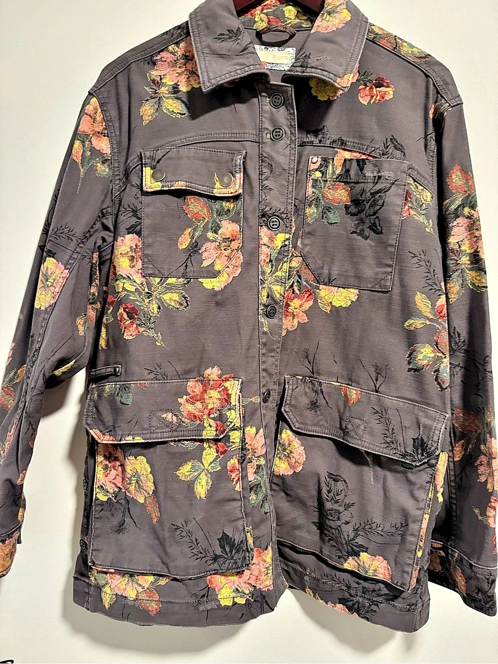 Pilcro barn style Floral Utility Jacket Gray Size Small